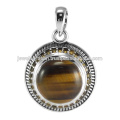 Tiger Eye And Citrine Gemstone 925 Sterling Silver Pendant Jewelry